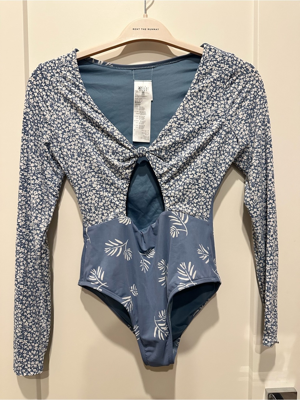 Billabong Blue Floral Long-Sleeve One-Piece